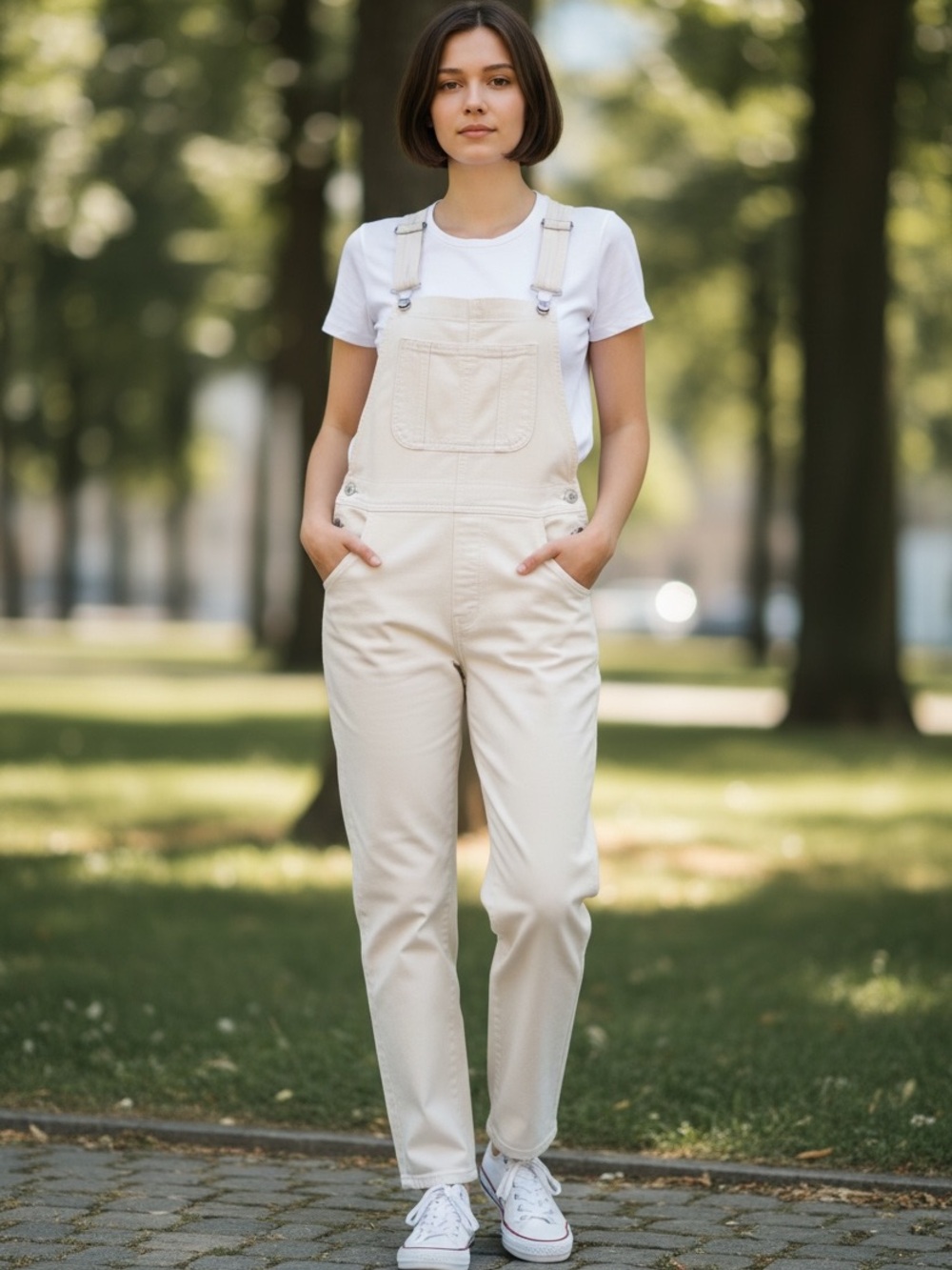 American Eagle Outfitters Women's Cream Overalls